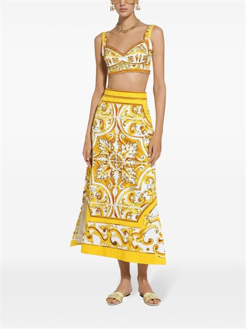 Midi skirt with majolica print DOLCE & GABBANA | F4CUNTFPTAXHG5DQ